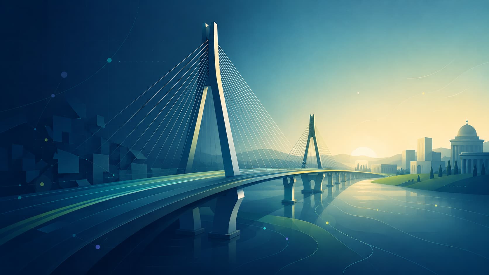 People crossing a bridge toward stronger institutional performance